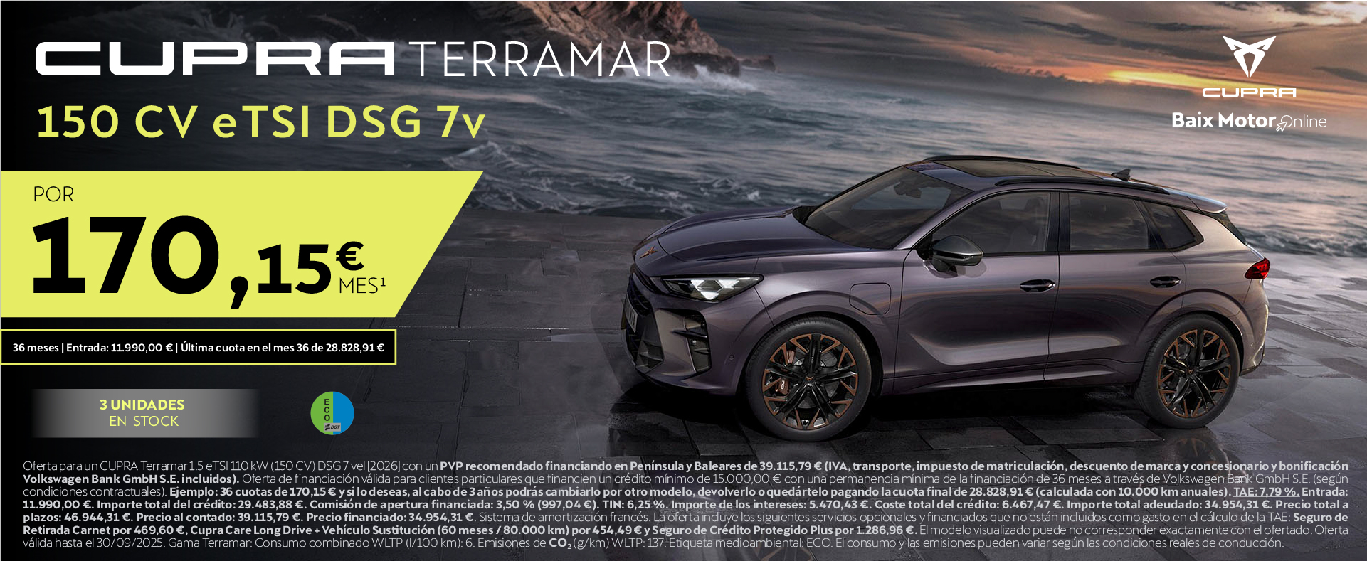 ¡Promoción! NUEVO CUPRA Terramar desde 170,15€/mes*
